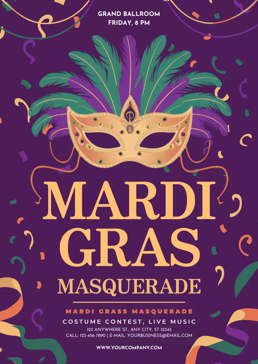 Purple Festive Masquerade Event Poster