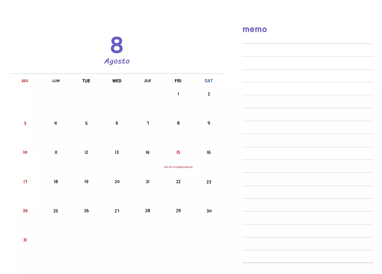 Calendario de Año Nuevo con simpáticas ilustraciones