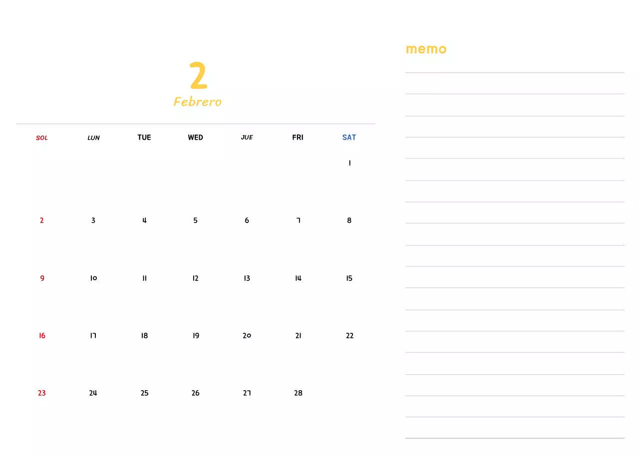 Calendario de Año Nuevo con simpáticas ilustraciones