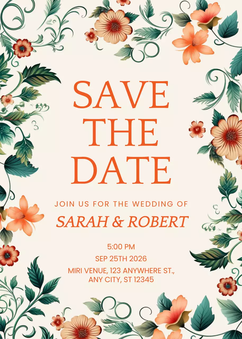 Thiệp cưới cổ điển màu ngà voi