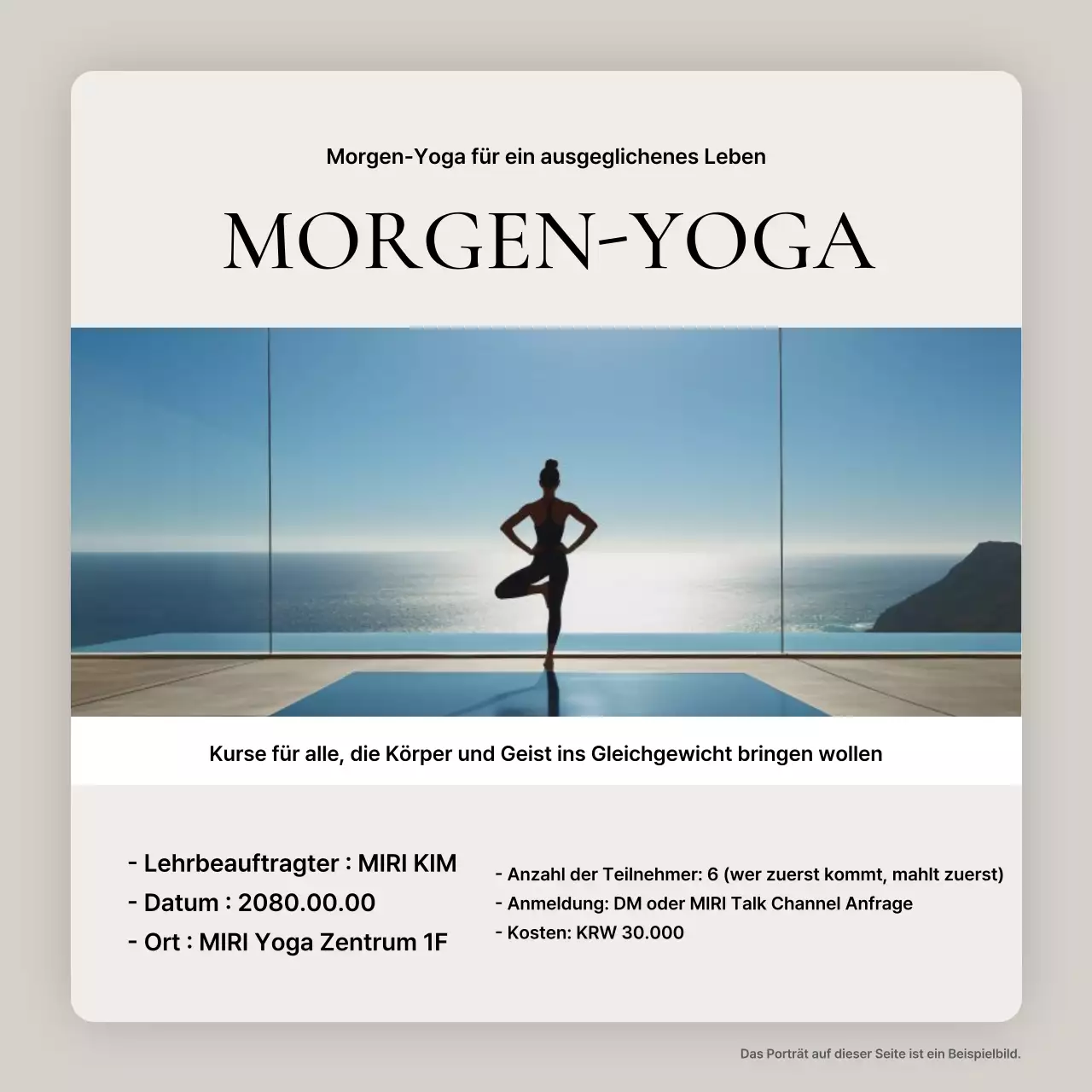 Förderung des modernen Yoga in Beige