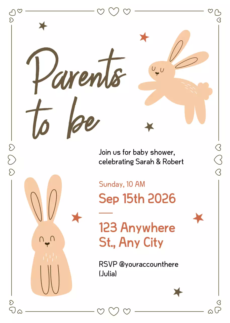 Convite de chá de bebé castanho bonito