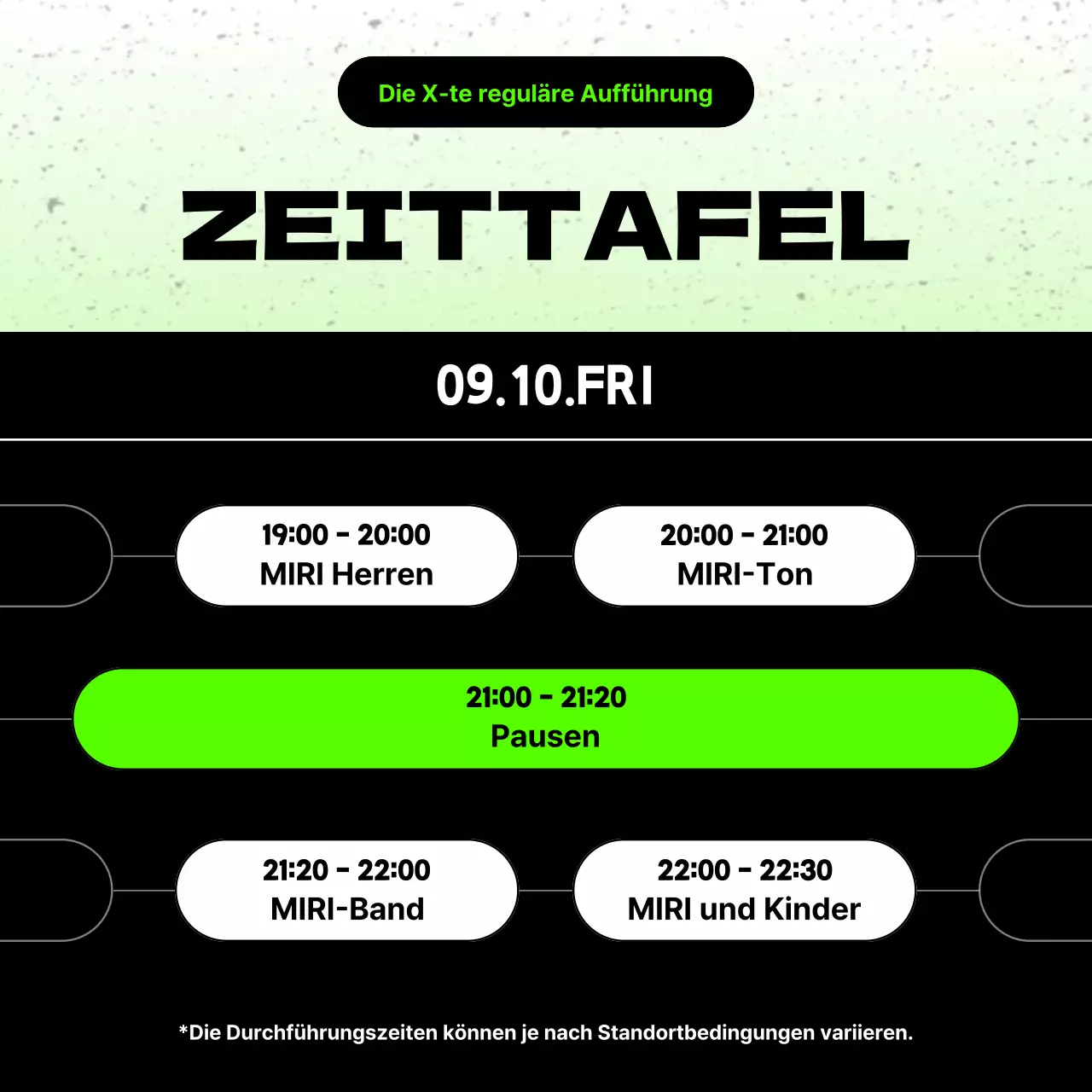 Förderung regelmäßiger Auftritte der angesagten schwarz-grünen Universitätsclubs
