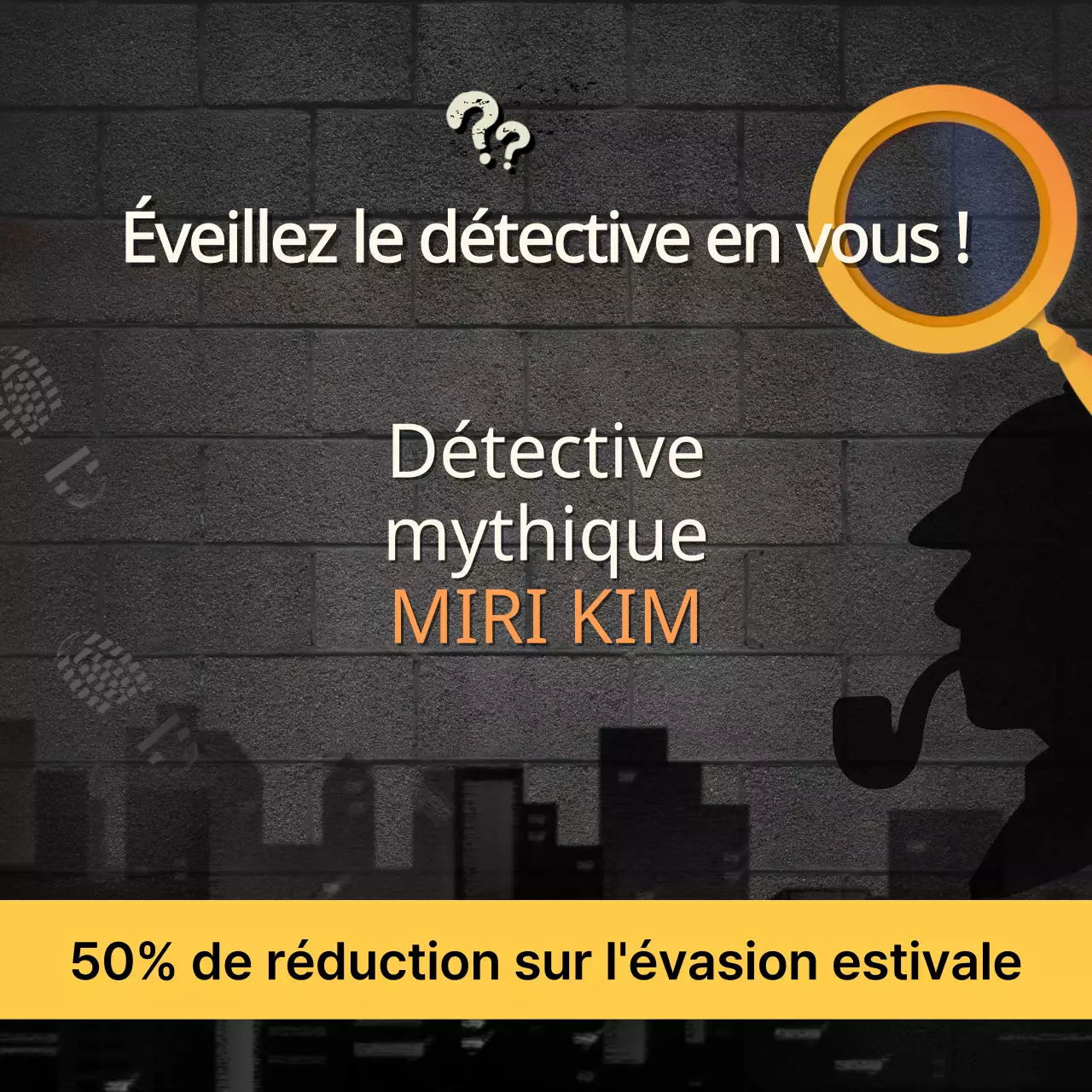 Promouvoir une salle d'évasion kitsch en noir et jaune