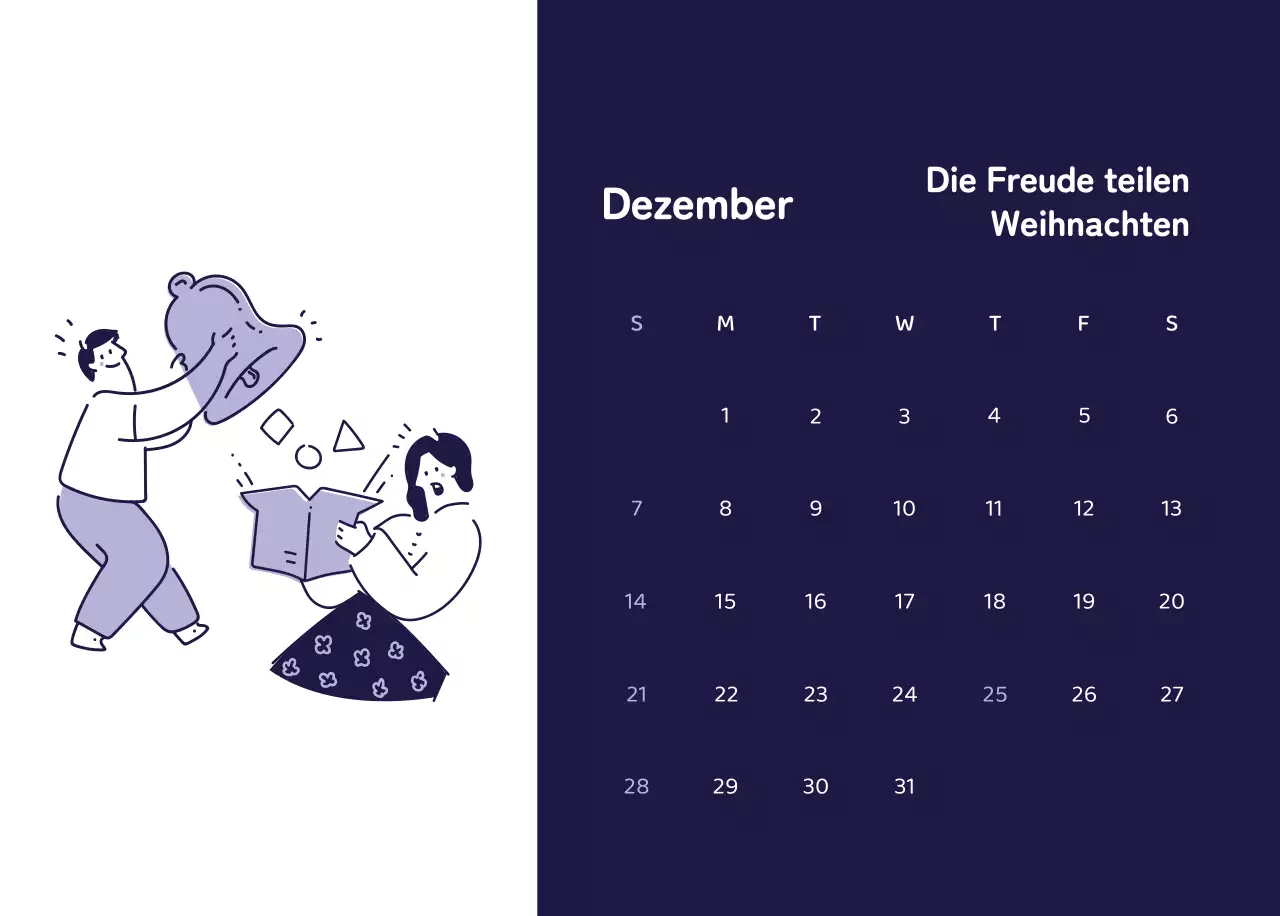 Kalender mit farbenfrohen und emotionalen Illustrationen