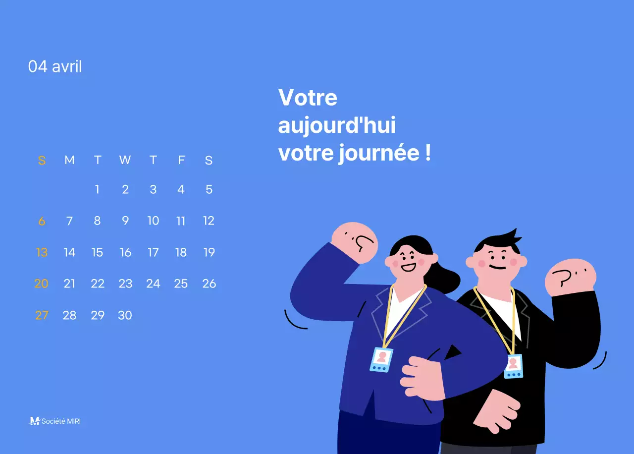 Calendrier de motivation avec des illustrations énergiques et des citations positives sur un fond bleu clair