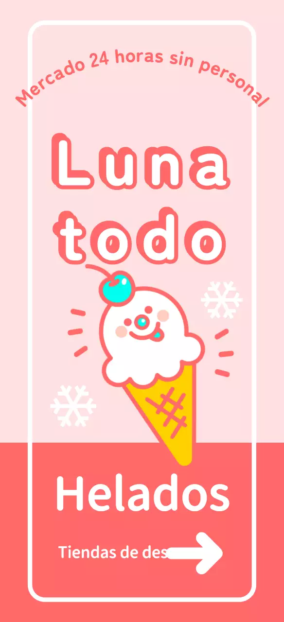 Dulce y simpática señalización de personajes de helados