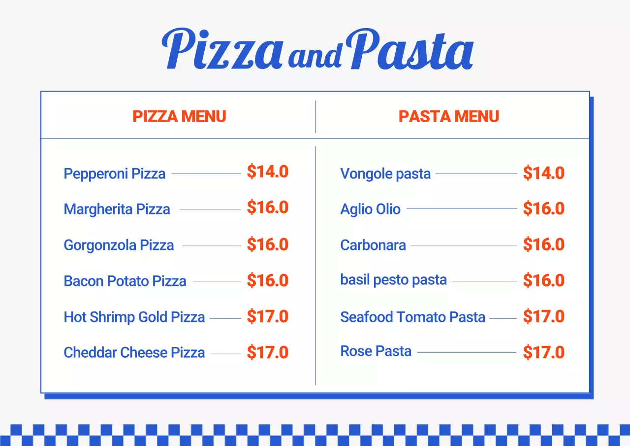 Blue Retro Food Menu Poster