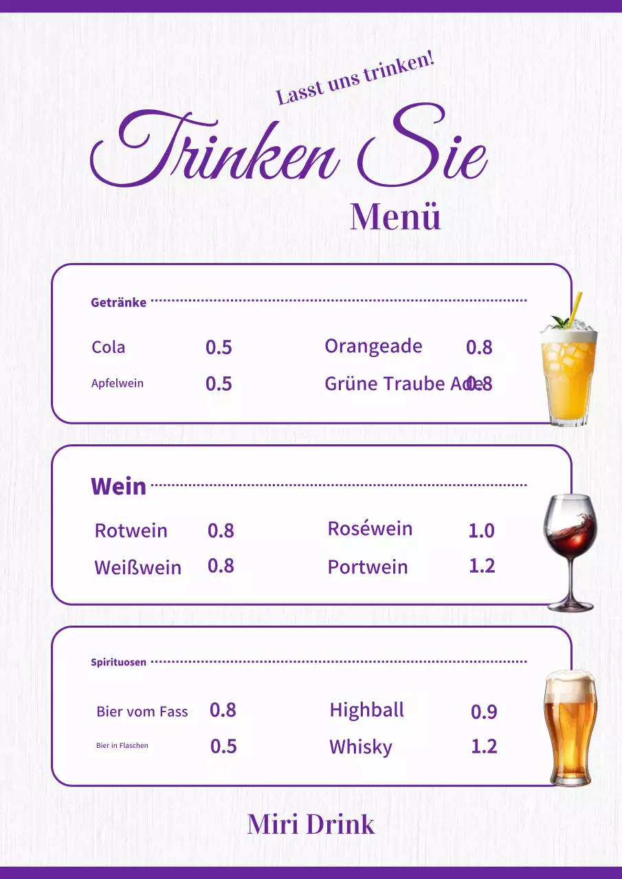 Eine Sammlung von trendigen Restaurant-Menü-Tafeln in Hellblau