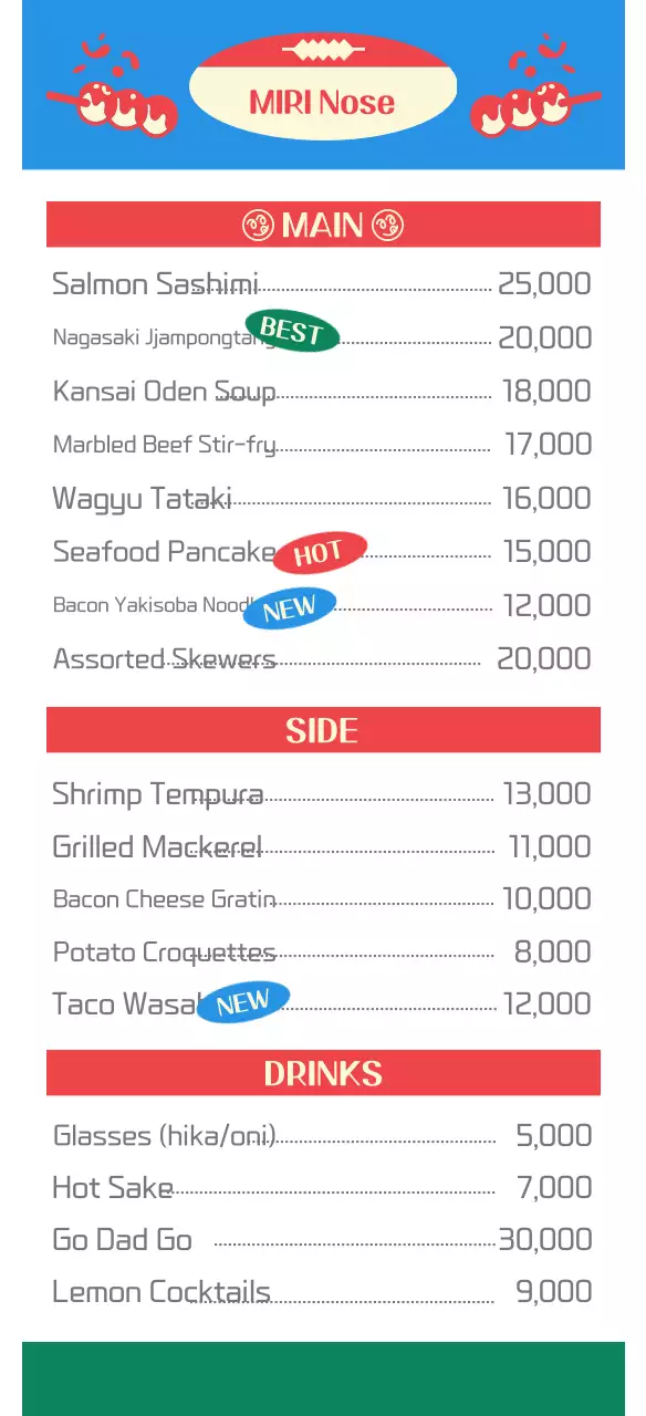 Guide to a retro-kitschy izakaya in blue and red