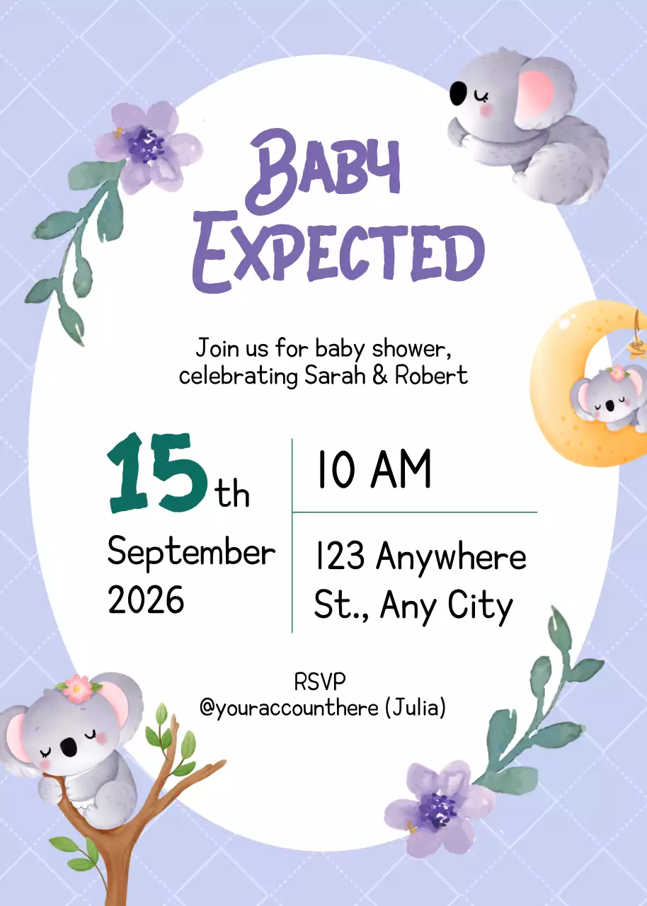 Undangan Baby Shower Lucu Lavender