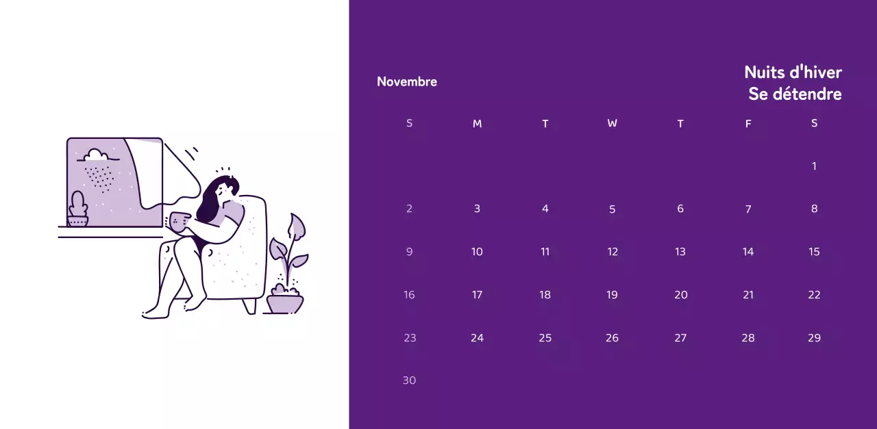 Calendriers avec illustrations colorées et émotionnelles