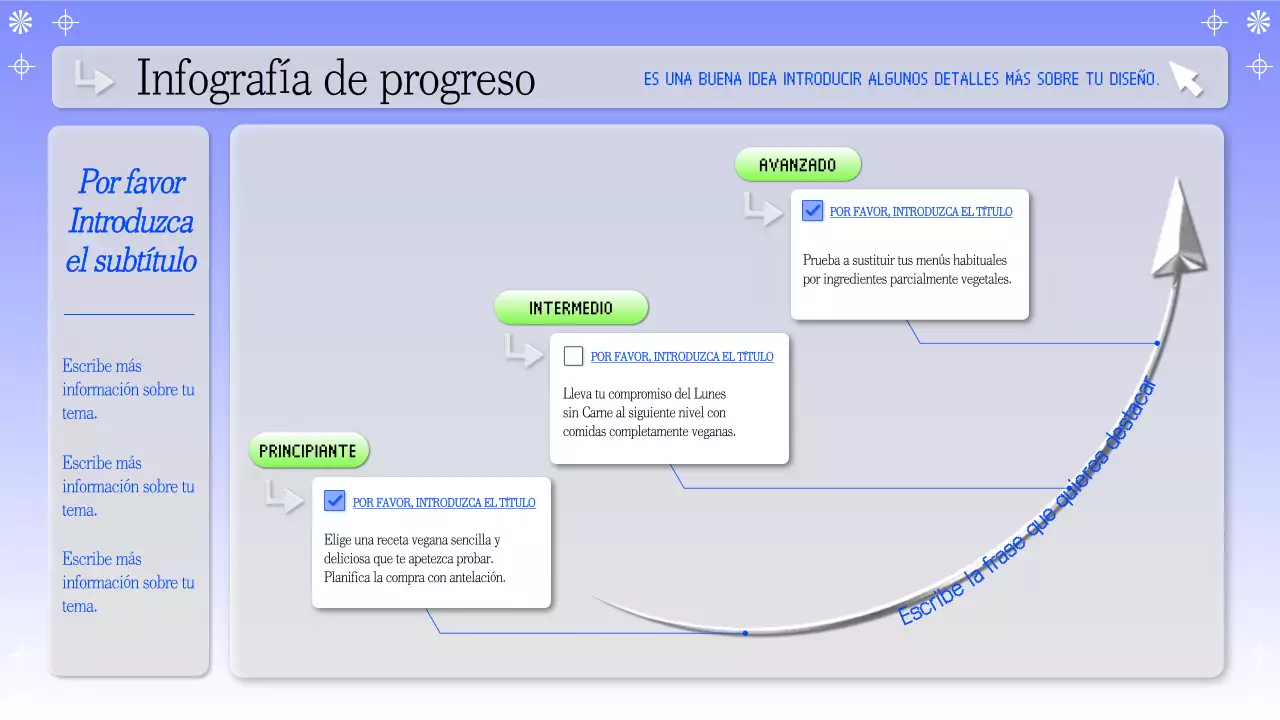 diseño infográfico de progreso sencillo en azul y gris
