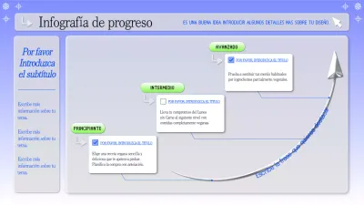 diseño infográfico de progreso sencillo en azul y gris