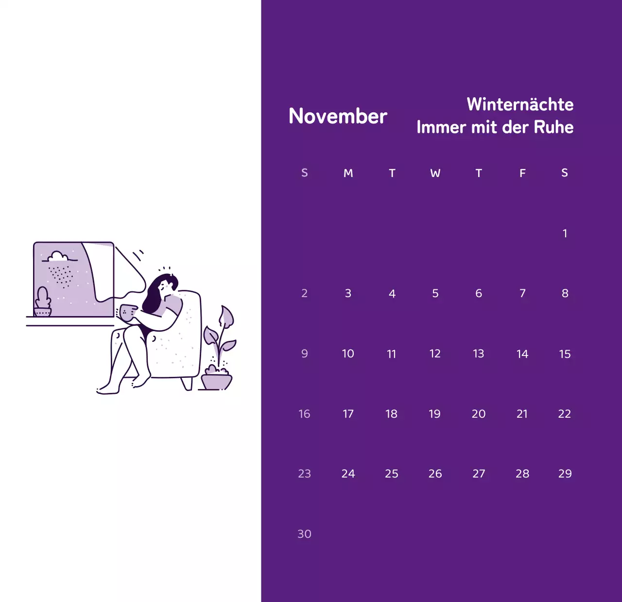 Kalender mit farbenfrohen und emotionalen Illustrationen