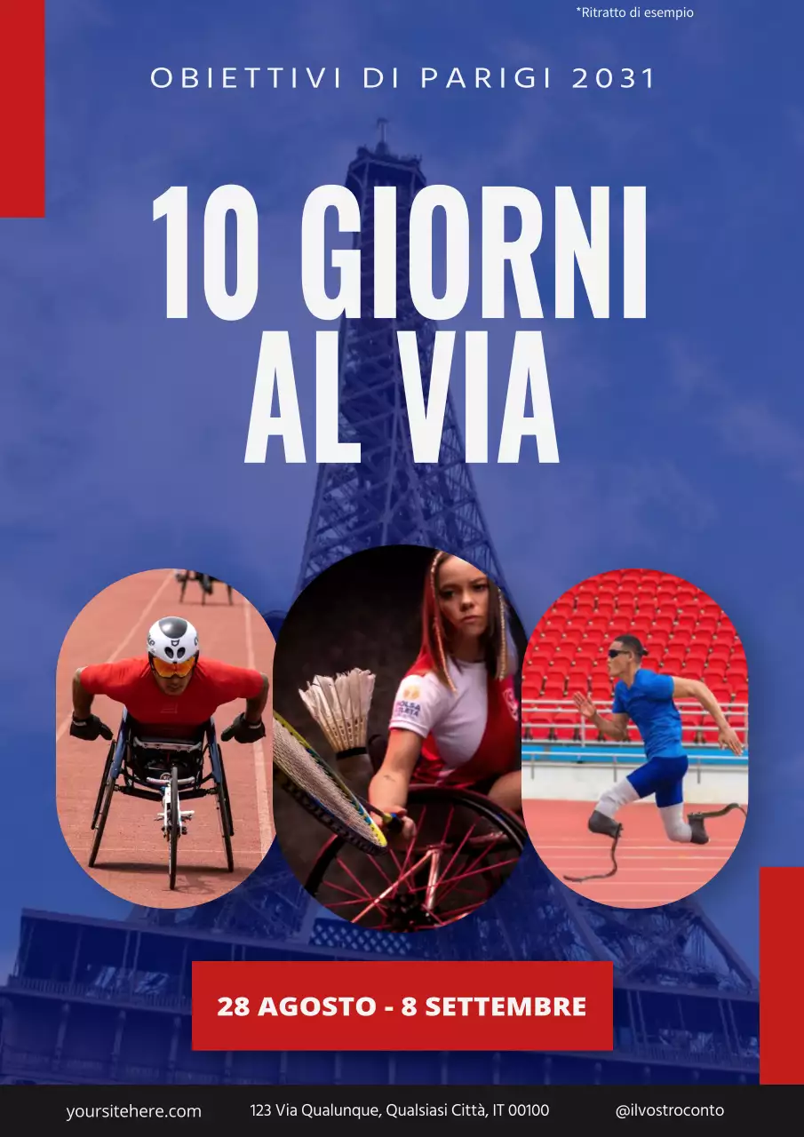 Volantino per evento sportivo in grassetto rosso e bianco