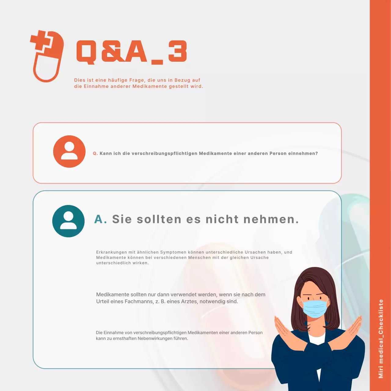Ein einfacher, orangefarbener Leitfaden für die richtige Anwendung von Arzneimitteln