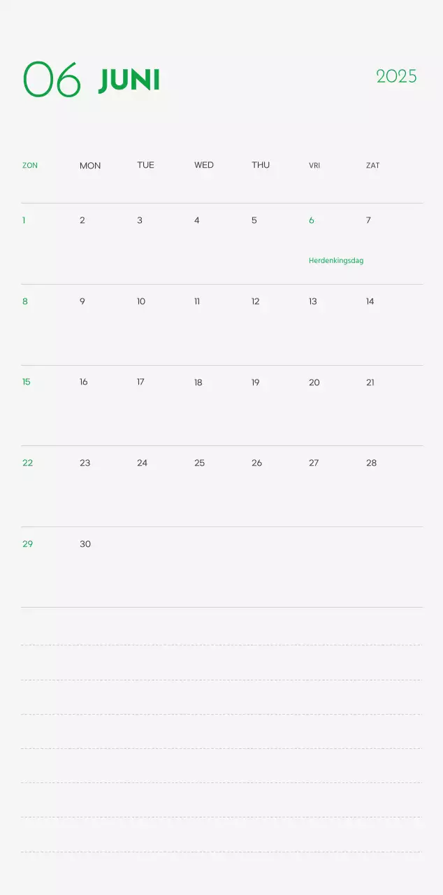 Een kalender met een puppyfoto en een schattige boodschap in groene accentkleur