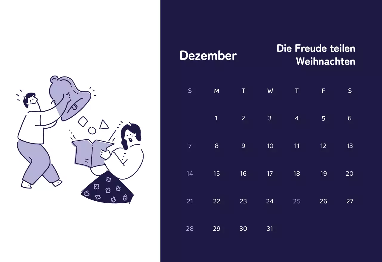 Kalender mit farbenfrohen und emotionalen Illustrationen