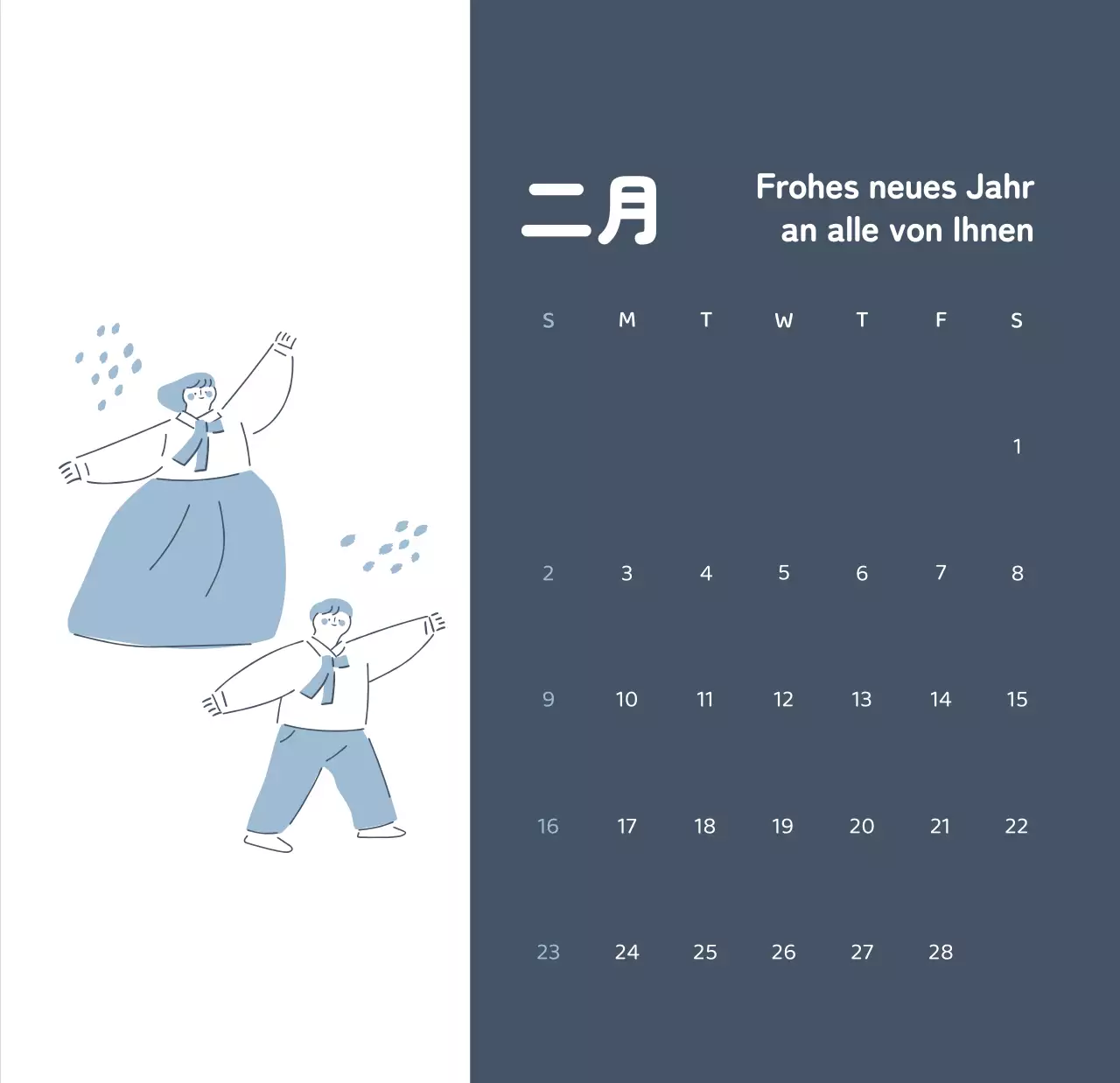 Kalender mit farbenfrohen und emotionalen Illustrationen