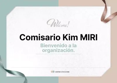 Una señal de bienvenida limpia en color menta y beige