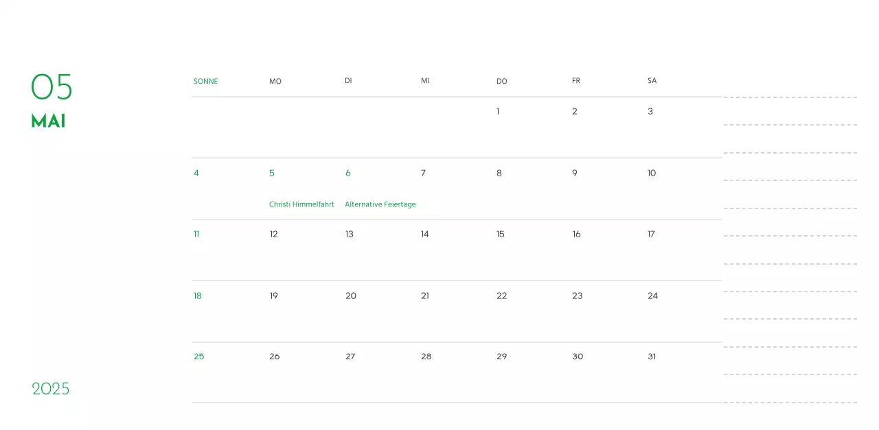 Ein Kalender mit einem Welpenfoto und einer süßen Botschaft in grüner Akzentfarbe