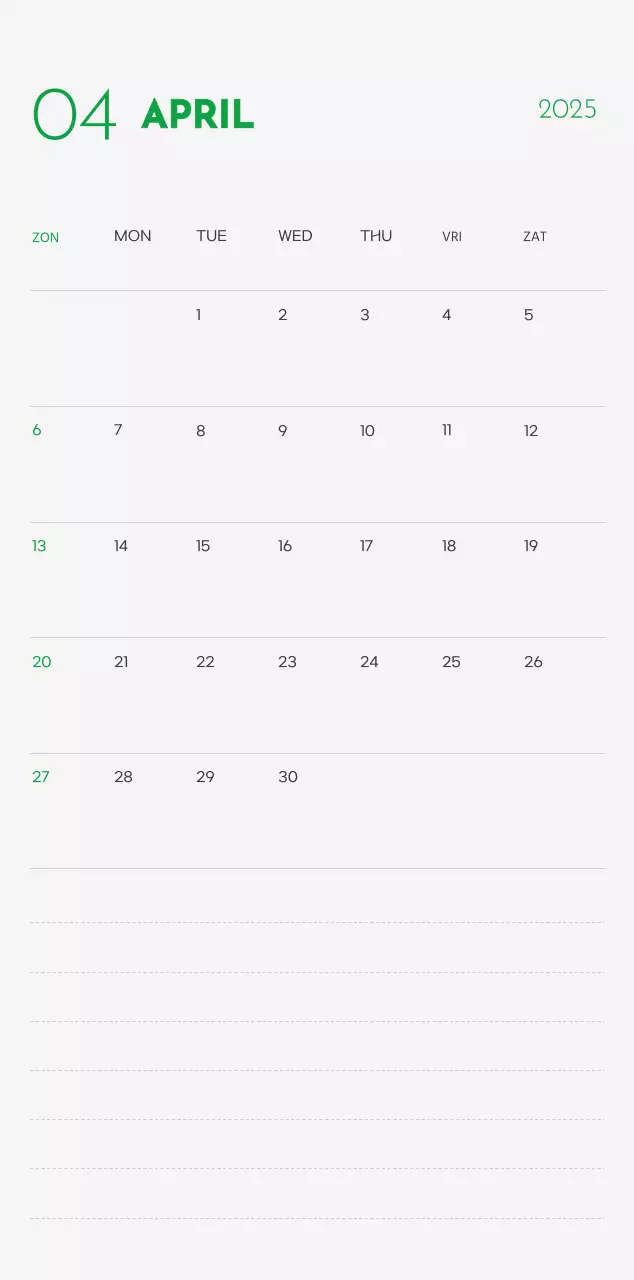 Een kalender met een puppyfoto en een schattige boodschap in groene accentkleur