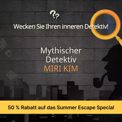 Werbung für einen kitschigen Escape Room in Schwarz und Gelb