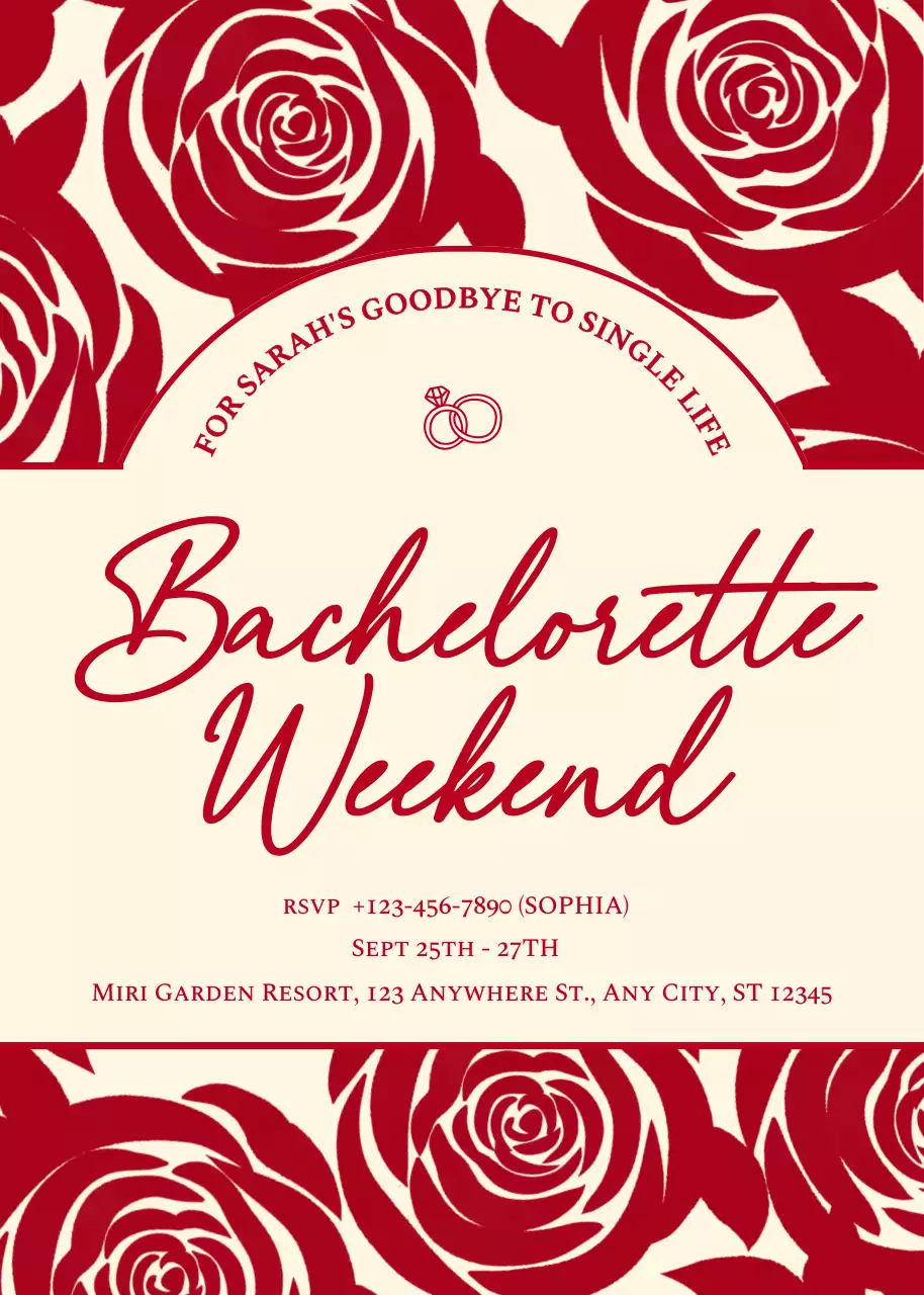 Lời mời dự tiệc độc thân lãng mạn màu đỏ