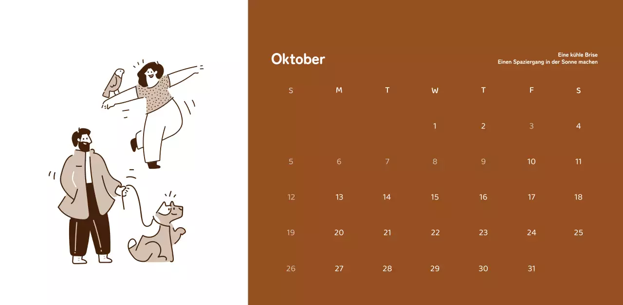 Kalender mit farbenfrohen und emotionalen Illustrationen