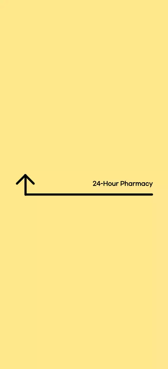 A clear, yellow, 24-hour pharmacy guide