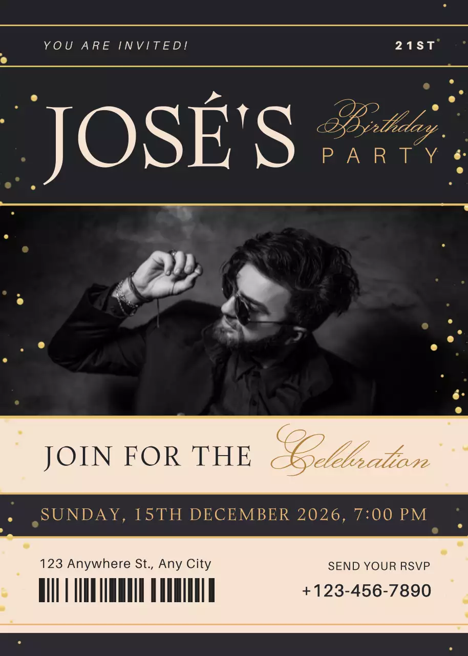 Poster Undangan Ulang Tahun Elegan Hitam