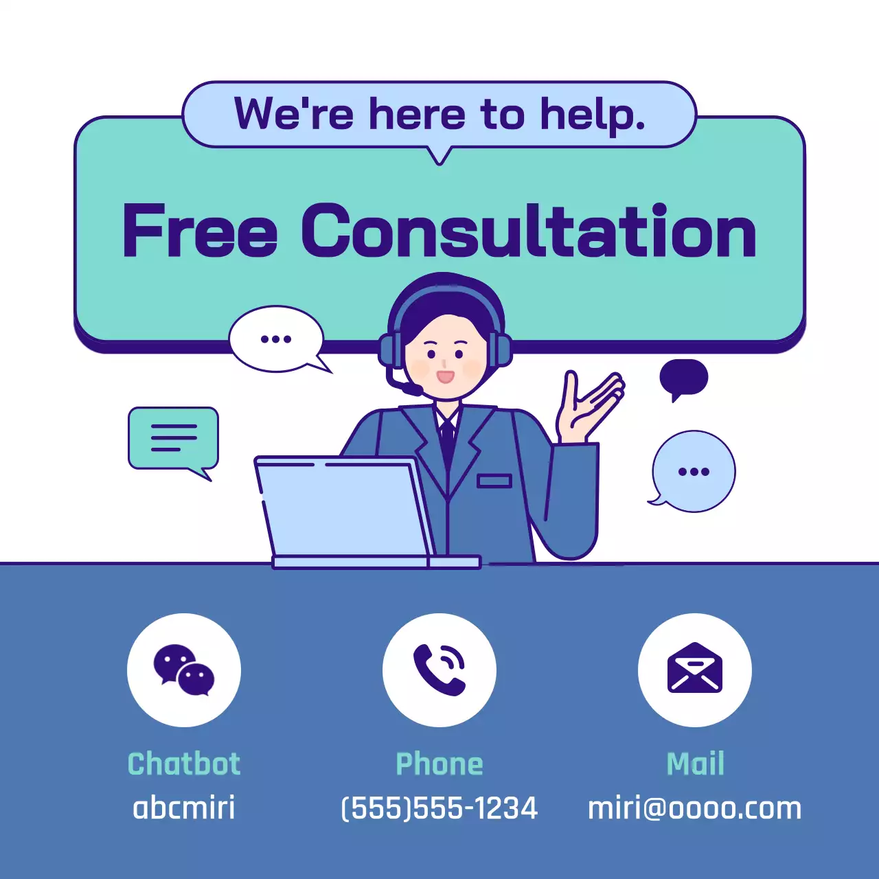 Blue Modern Consultation Promotion Social Media Post