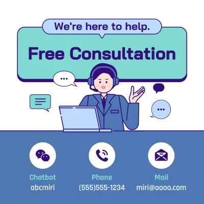 Blue Modern Consultation Promotion Social Media Post