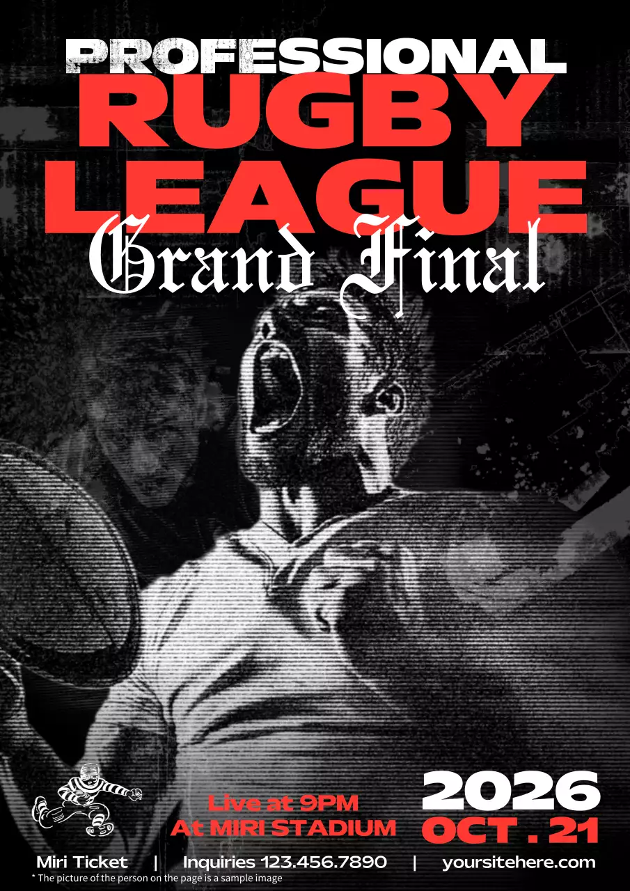 Red Bold Rugby Event Poster