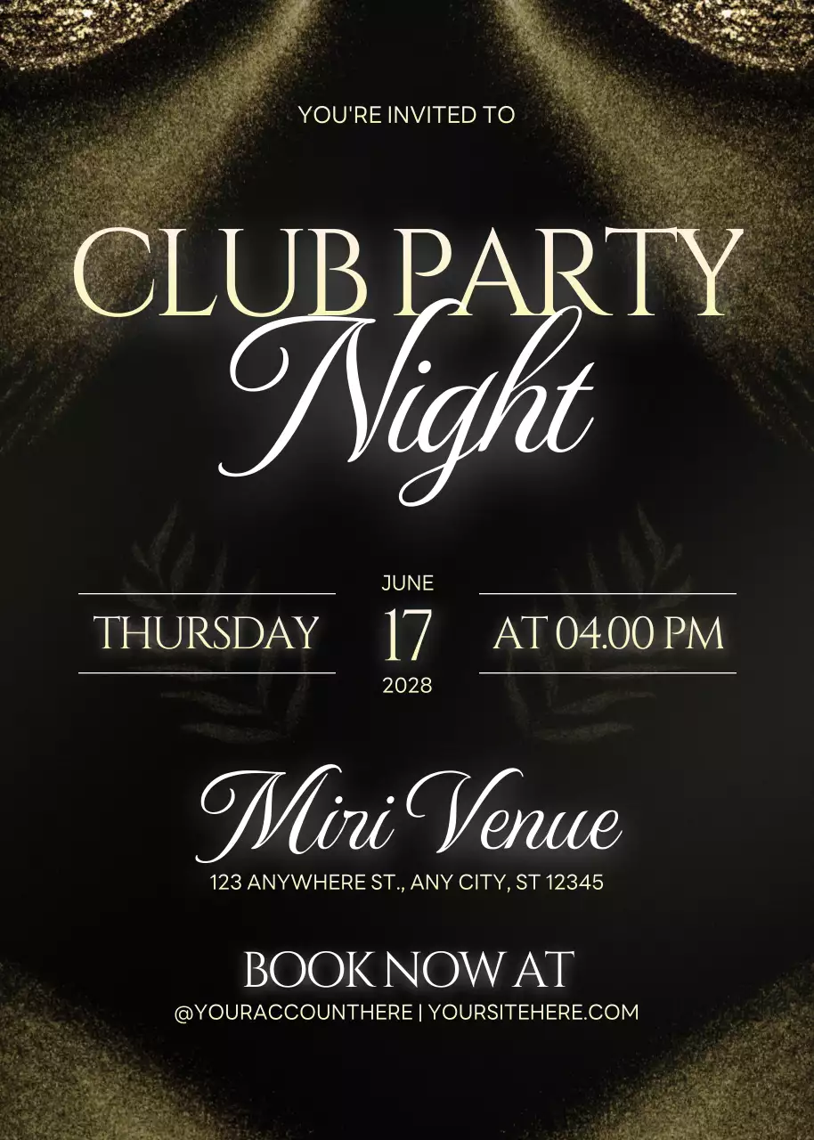 Convite para festa de clube de fantasia preto