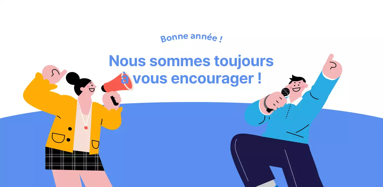 Calendrier de motivation avec des illustrations énergiques et des citations positives sur un fond bleu clair