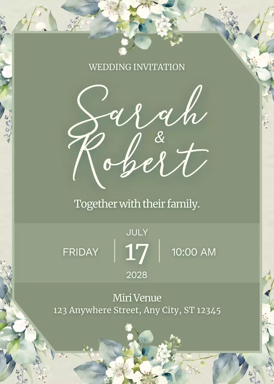 Green Minimal Wedding Invitation