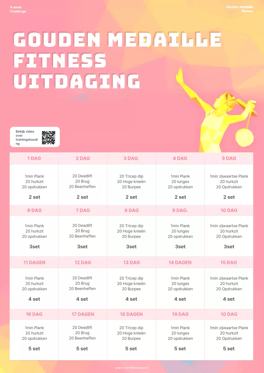 Moderne trainingsplanner in roze en geel