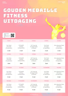 Moderne trainingsplanner in roze en geel