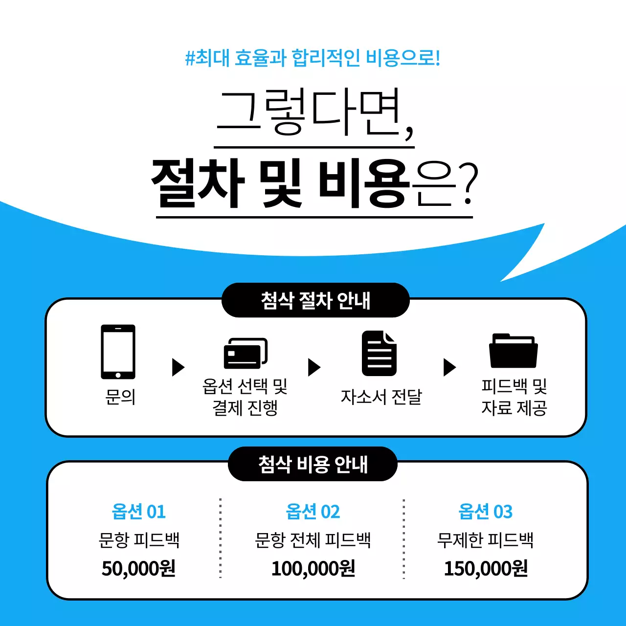 파랑과 흰색의 심플한 첨삭전문가 특강 홍보