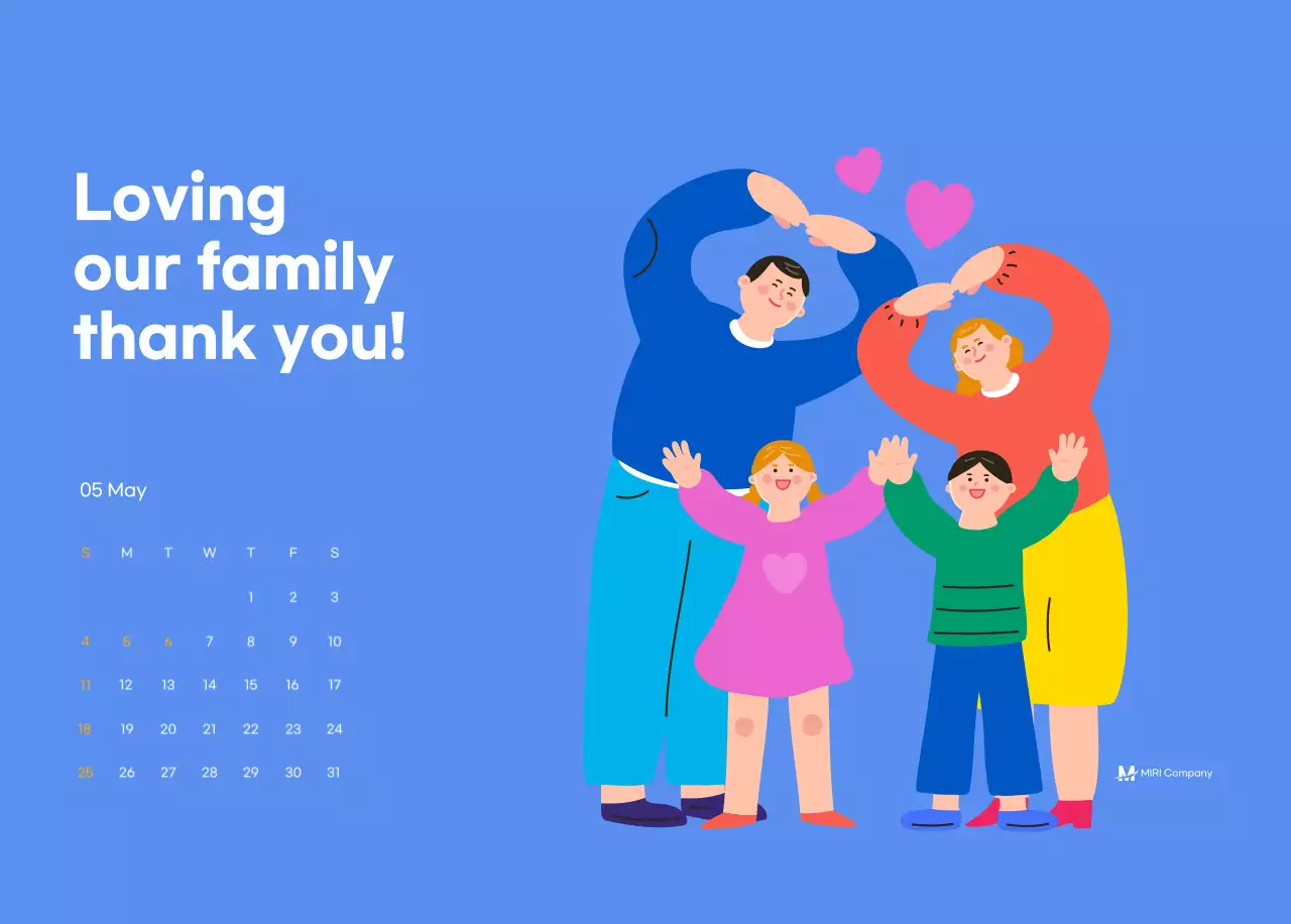 Motivational calendar with energetic illustrations and positive phrases on a light blue background