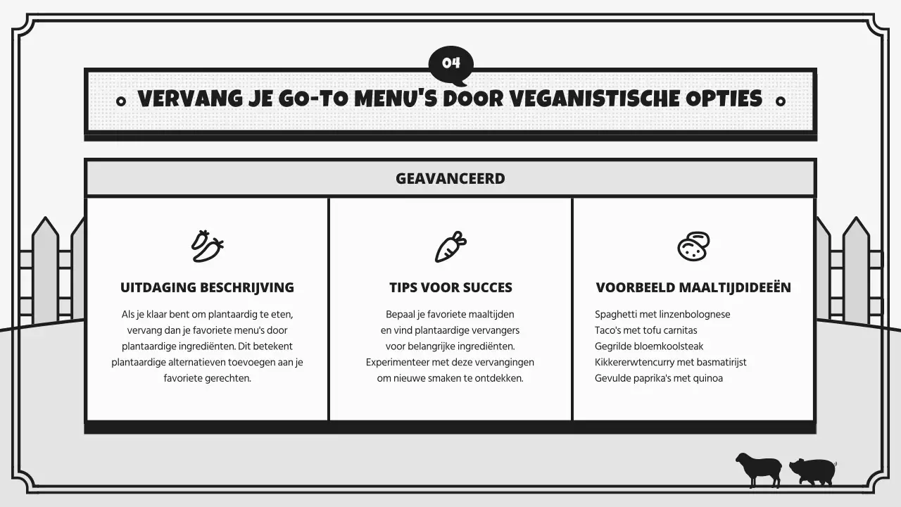 Retro campagne Wereld Vegan Dag in grijs en zwart