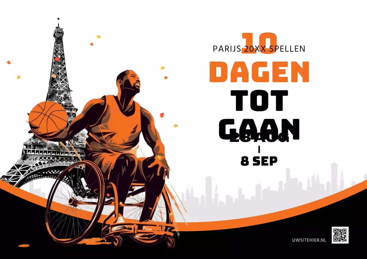 Moderne sportpromotie in oranje en zwart