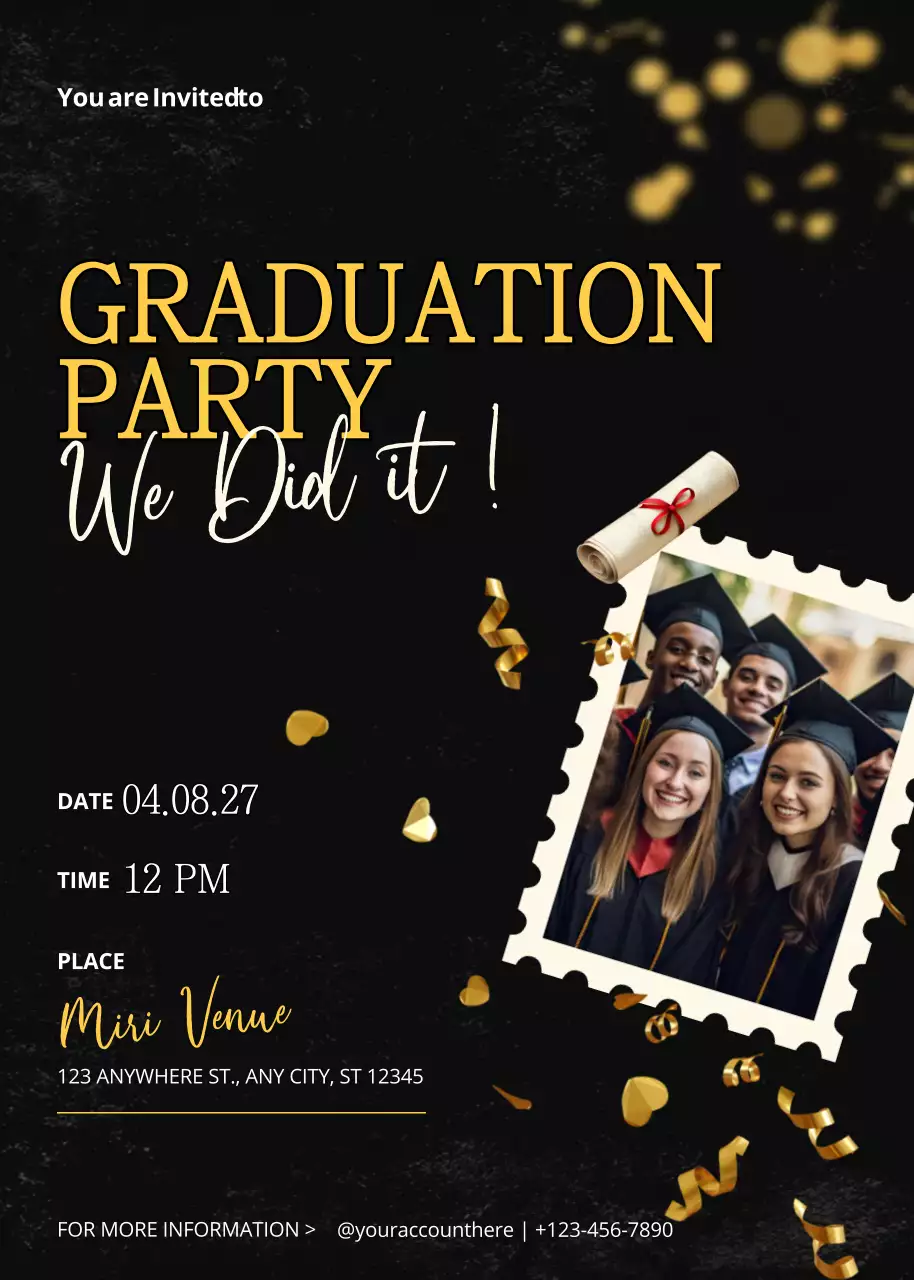 Black Elegant Graduation Invitation Poster