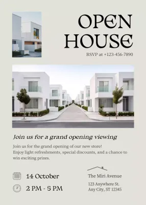 Beige Modern Open House Invitation