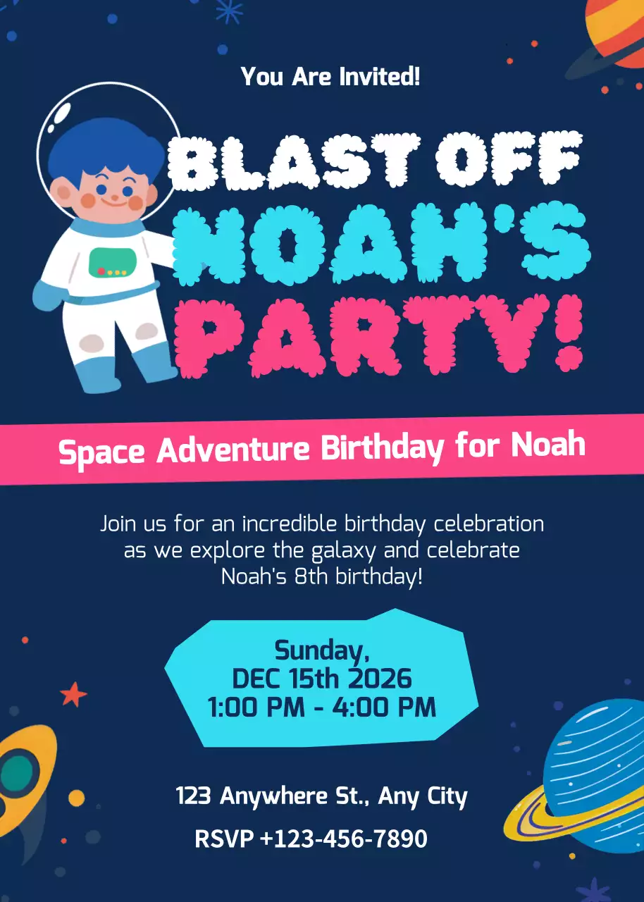 Poster mời không gian vui tươi màu xanh