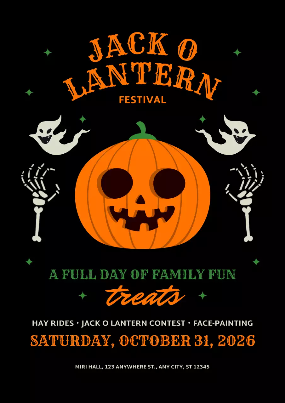 Orange Retro Halloween Event Poster