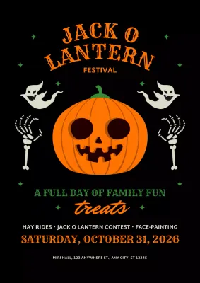 Orange Retro Halloween Event Poster