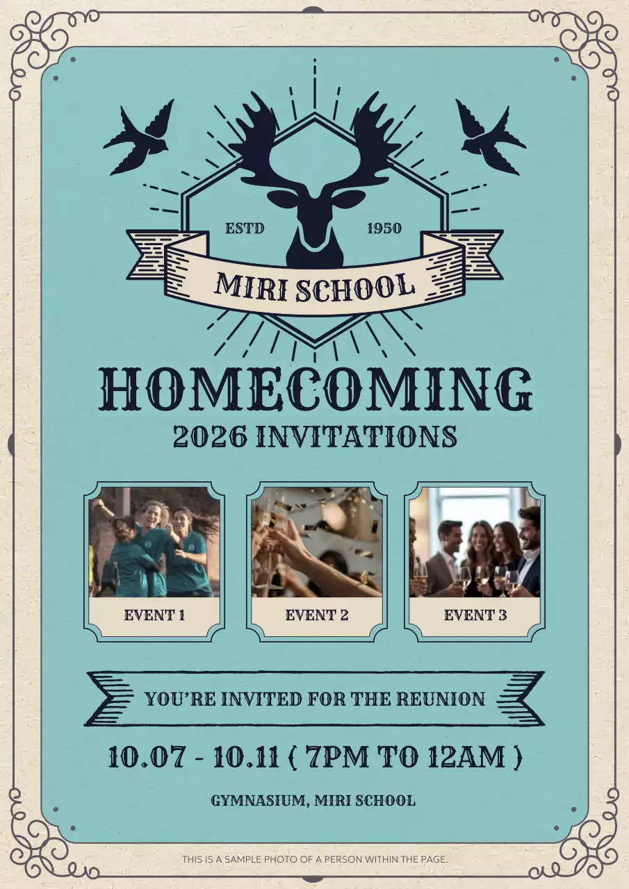 Blue Vintage Homecoming Invitation Poster